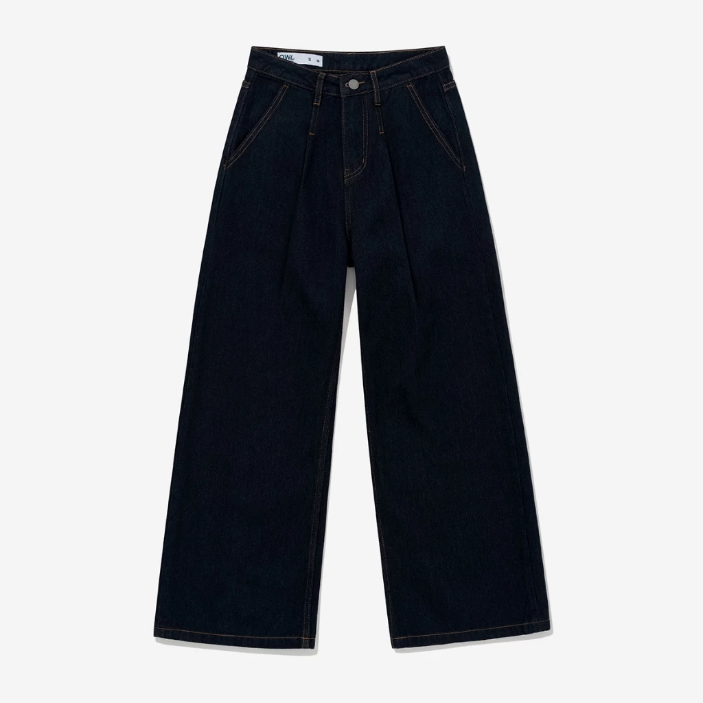 Quần jean nữ ống rộng Owlbrand Wide Pleated - Ảnh 6
