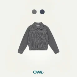Áo khóac jean nữ Owlbrand Pleat Striped