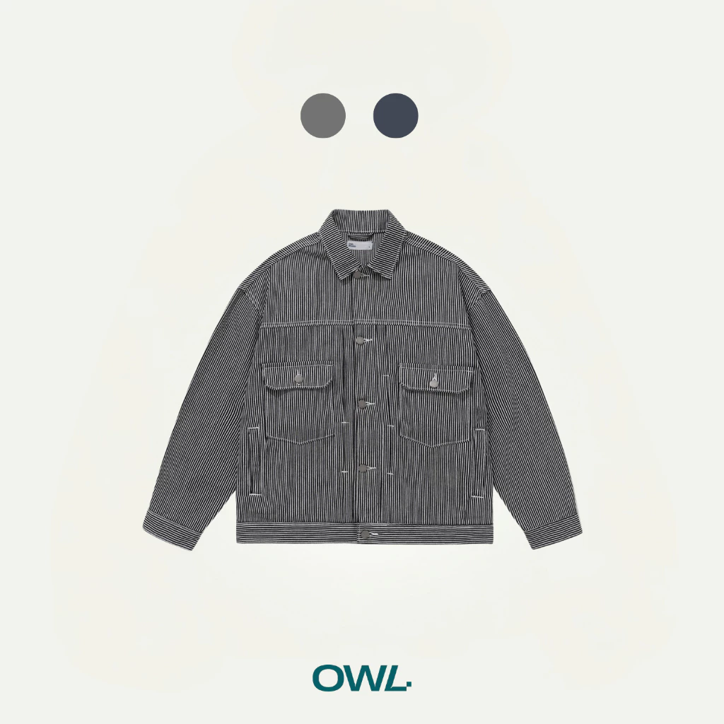 Áo khoác jean Owlbrand Pleat Striped