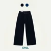 Quần jean nữ ống rộng Owlbrand Wide Pleated